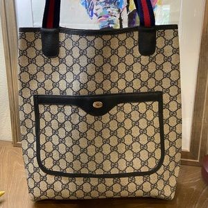 Vintage Gucci Web Tote Coated Canvas